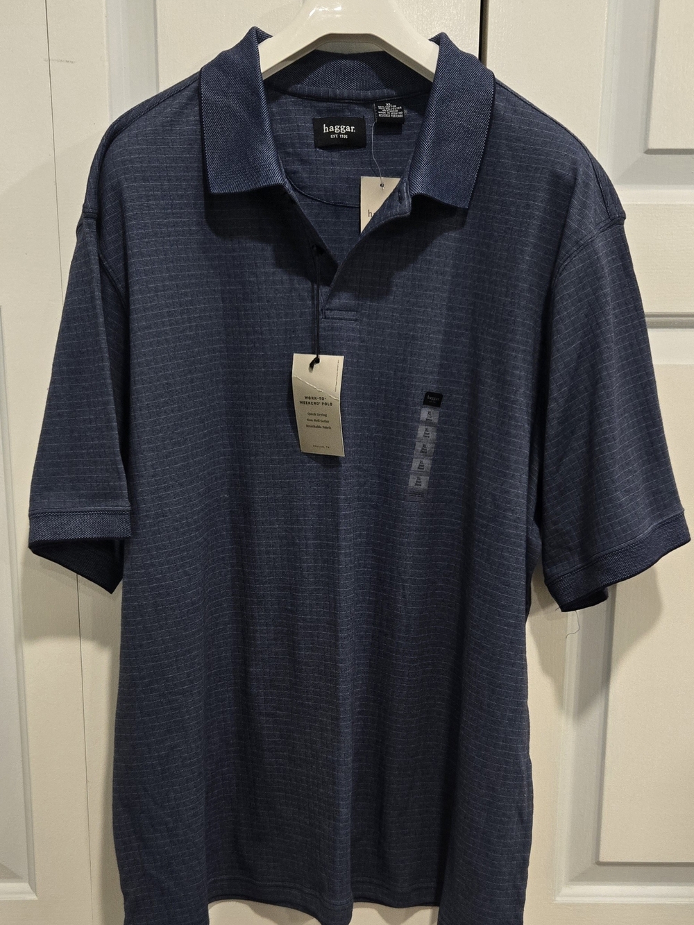 Haggar Men's Dark Navy Textured Polo